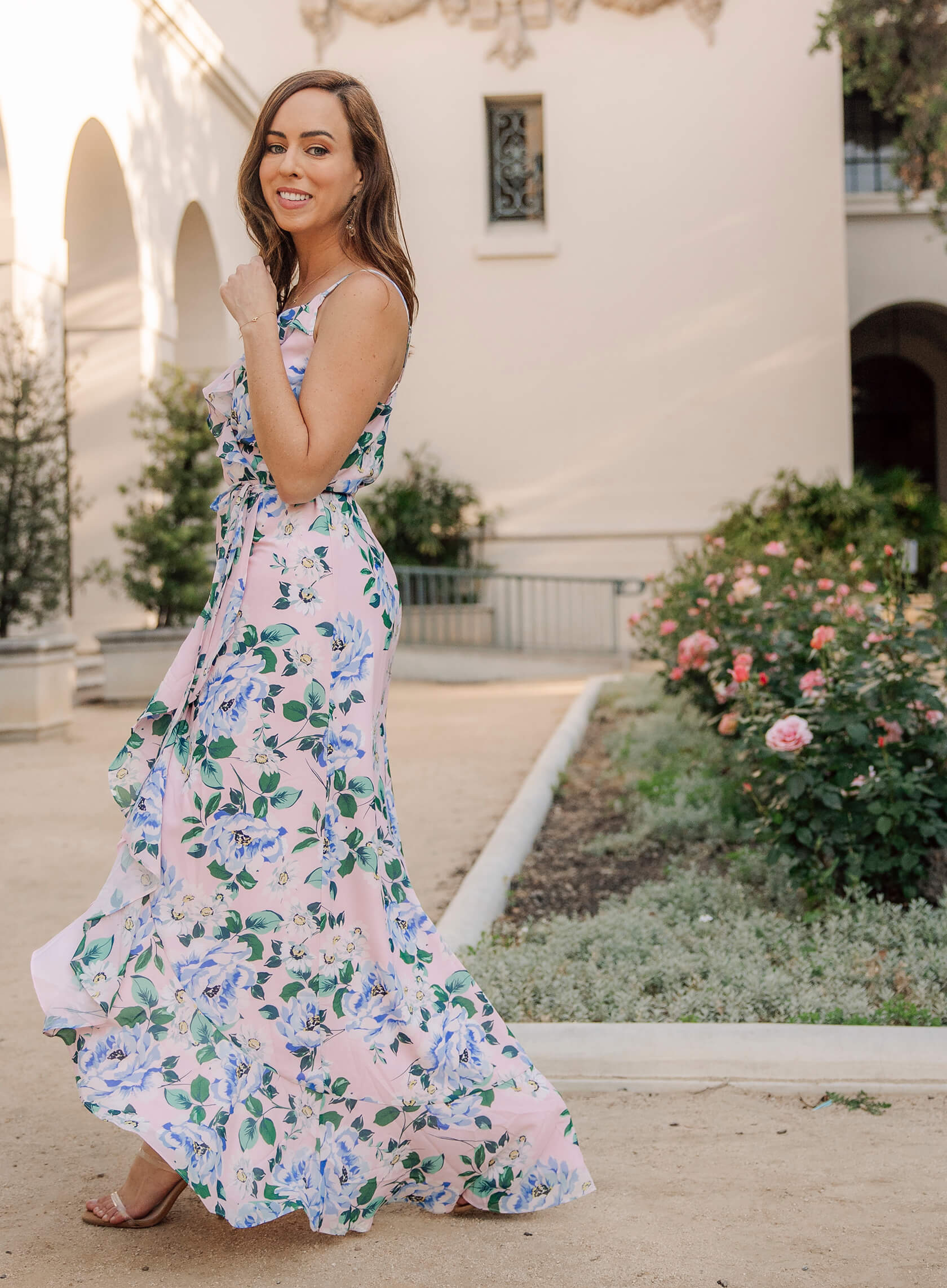 Sydne Style wears yumi kim pink floral 