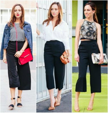 Sydne Style how to wear culottes gaucho pants spring outfit ideas black and  white | Sydne Style