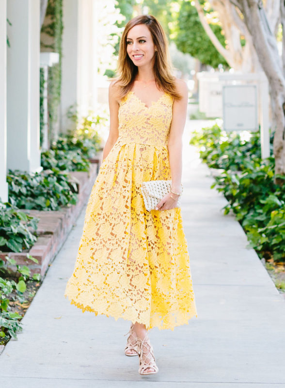 Miranda Kerr Yellow Lace Short Bodycon Party Dress NY Event 2013