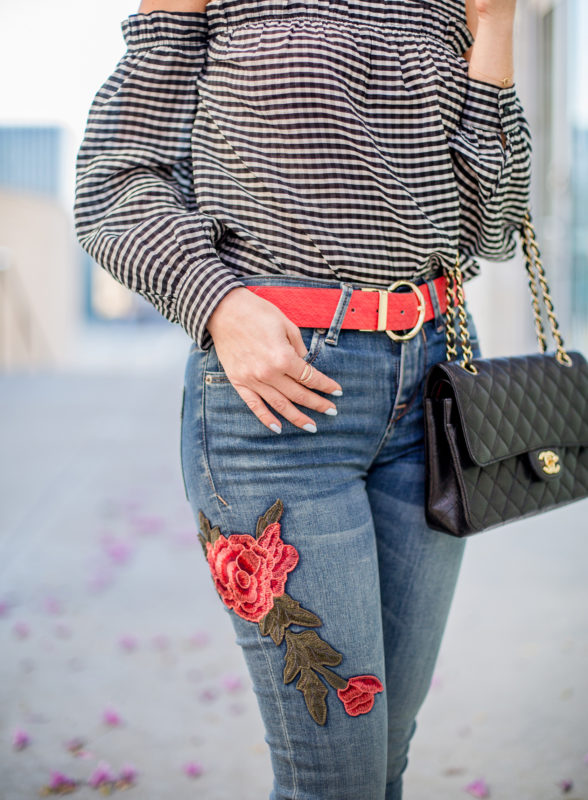 Sydne Style wears the embroidered jeans 
