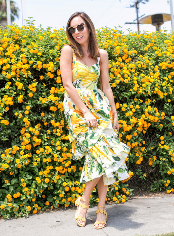 Sydne Style wears h&m yellow floral dress for summer outfit ideas ...