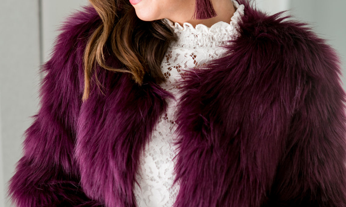 Sydne Style shows how to wear a faux fur jacket for winter outfit ideas