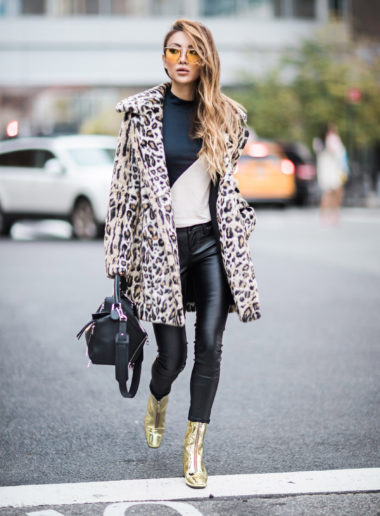 jess fashion in leopard coat | Sydne Style
