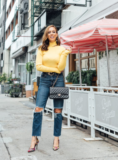 yellow sweater outfit